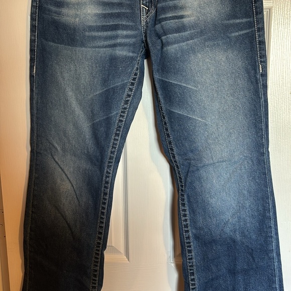 True Religion men’s blue button pocket straight leg jeans size 33 - Picture 2 of 9